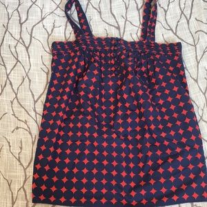 J.Crew Navy Blue Polka Dot Print Tank with Pockets